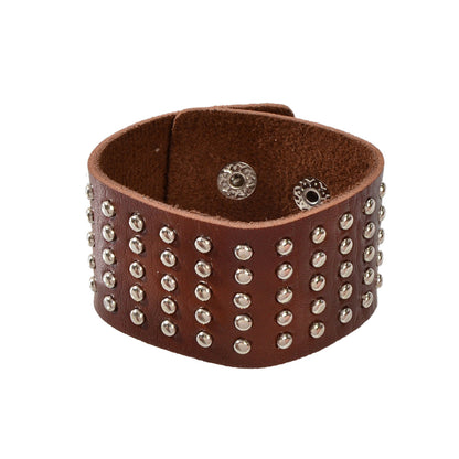 Punk Rock Silver Spike Leather Wide Wrap Bracelet Women Teens Hiphop Jewellery-5