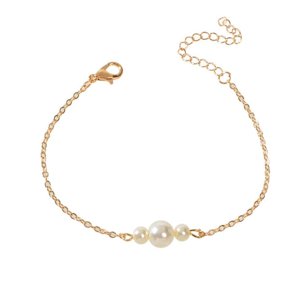 Retro Jewelry Pearl Charm Gold Silver Bracelet Teens Wholesale Price Accessories-4