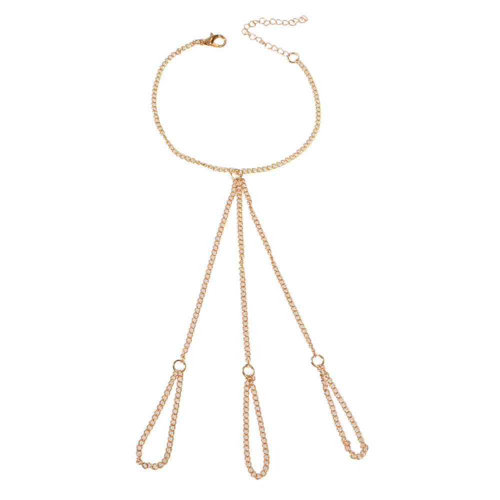 Hiphop Jewellery Statement Slave Bracelet Women Solid Chain Hand Accessories-4
