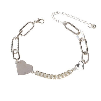 Punk Style Silver Layered Big Link Chain Heart Bracelets Women Trendy Jewellery-4