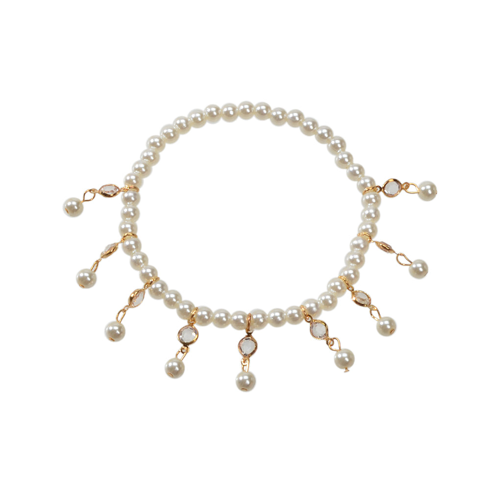 Feelontop Handmade Elastic Pearl Bead Anklet Barefoot Sandal Beach Bling Jewelry-1