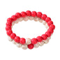 2pcs Bohemian Ethnic Handmade Red Beige Beads Turquoise Elastic Bracelets Bangle-5