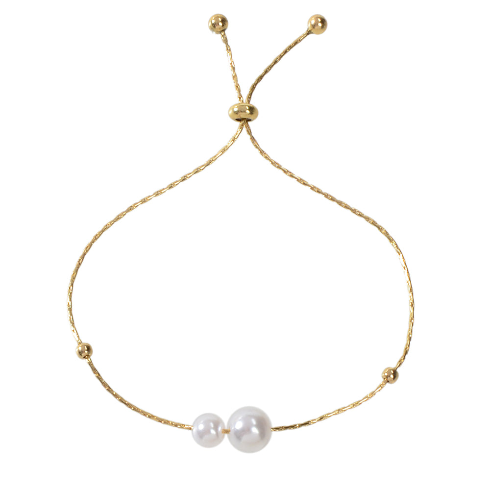 Wedding Party Wear Jewellery Gold Chain Pearl Beads Adjustable String Bracelets-3