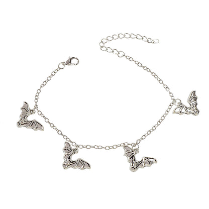 Foot Beach Jewellery Silver Chain Bat Charm Anklet Punk Bracelet Halloween Gift-3
