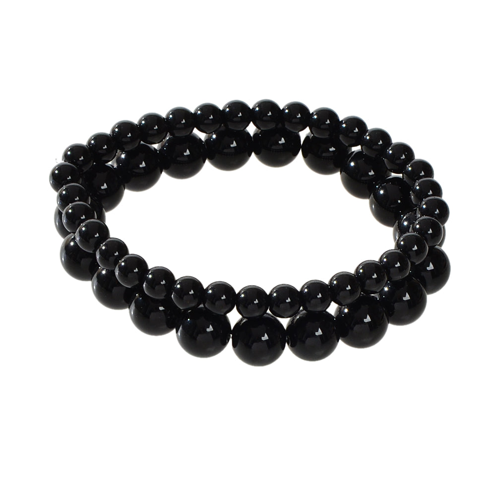 2pcs Traditional Ethnic Jewellery Handmade Black Beads Elastic Teenager Bracelet-3