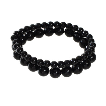 2pcs Traditional Ethnic Jewellery Handmade Black Beads Elastic Teenager Bracelet-3