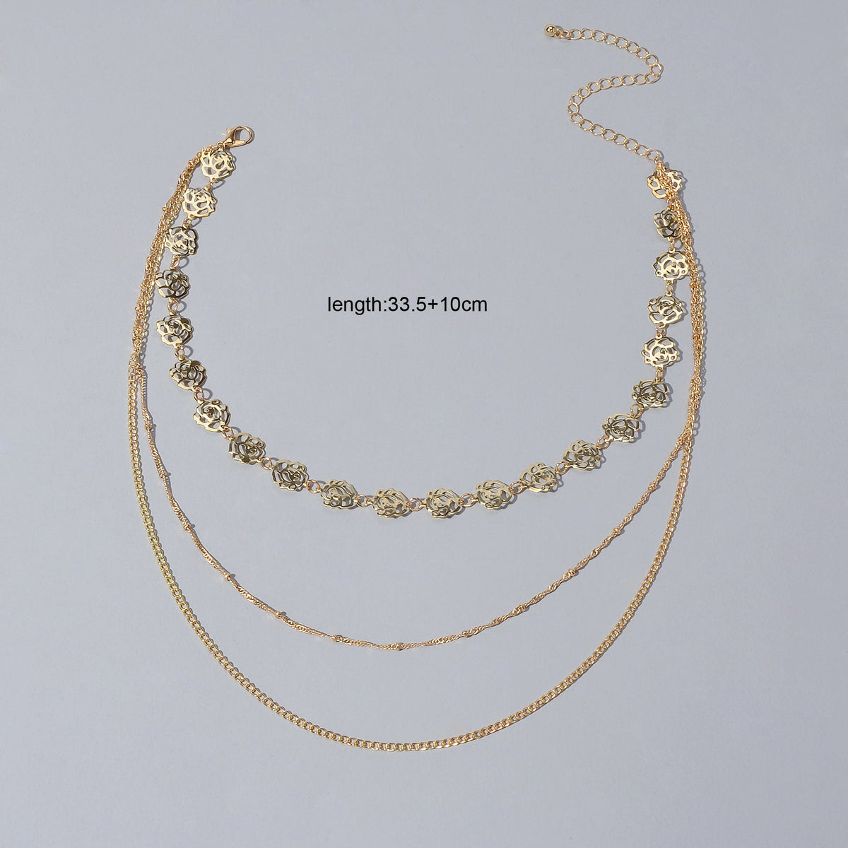 Multi-layer Gold Chain Flower Collar Necklace Ladies Fashion Party Accessories-1