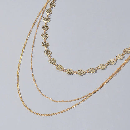 Multi-layer Gold Chain Flower Collar Necklace Ladies Fashion Party Accessories-2