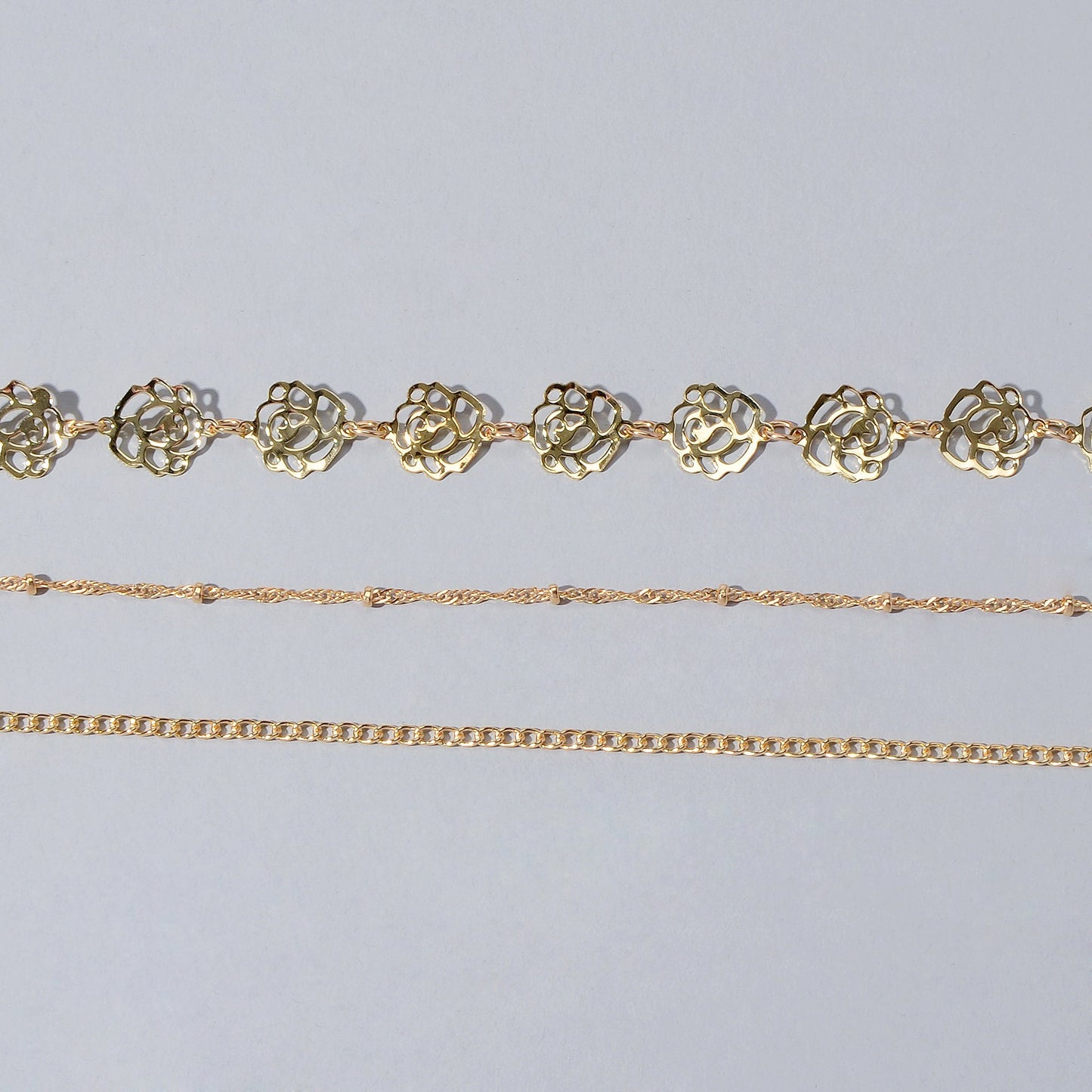 Multi-layer Gold Chain Flower Collar Necklace Ladies Fashion Party Accessories-3