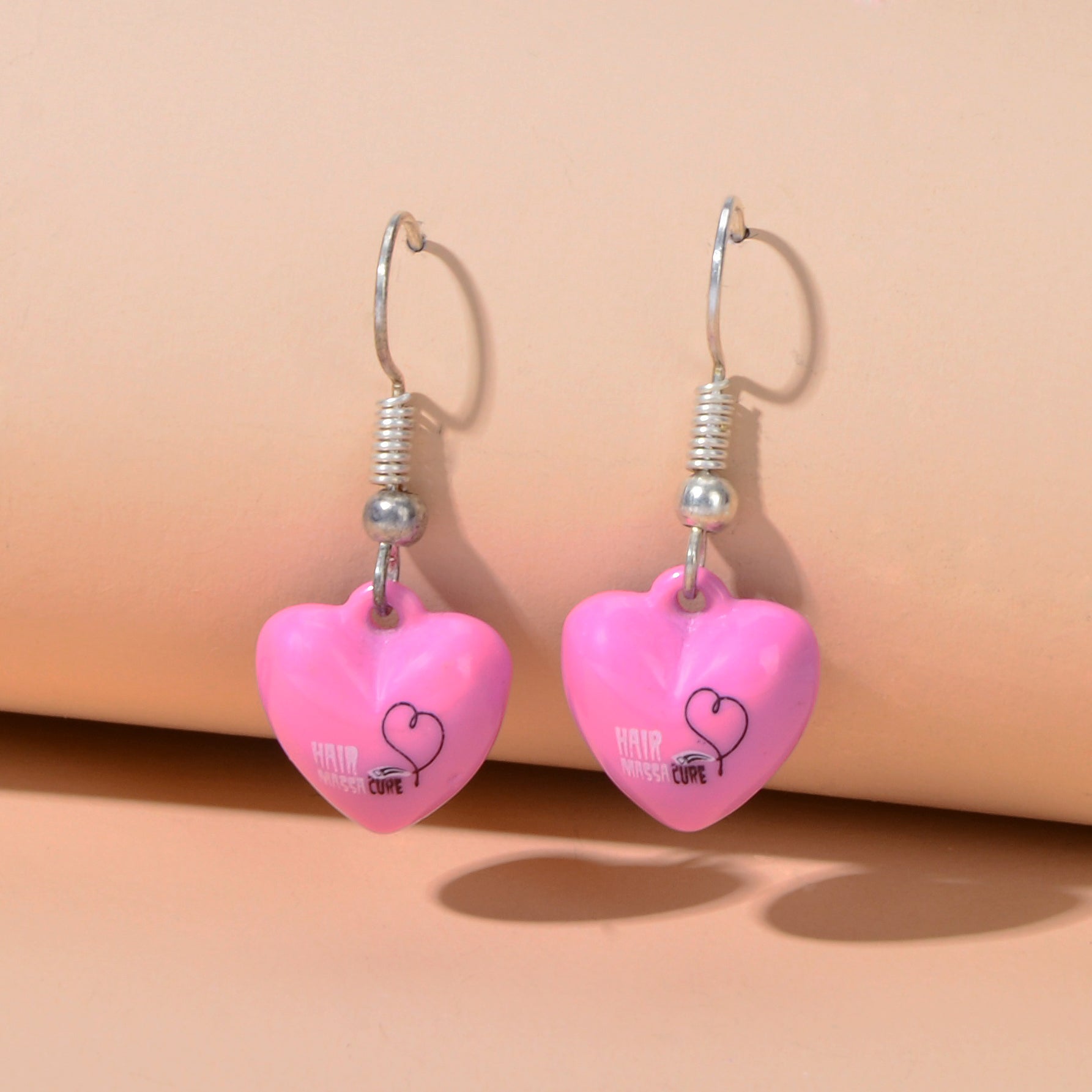 Valentine's Day Women Girl Hotpink Heart Dangle Love Earrings Party Decoration-4
