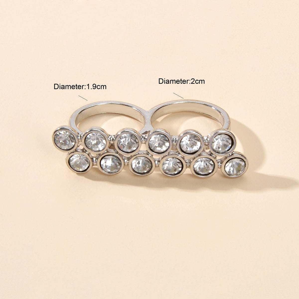 Luxurious Full Rhinestone Shining Double Finger Wedding Ring Gift Band for Women-1