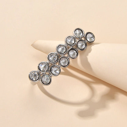 Luxurious Full Rhinestone Shining Double Finger Wedding Ring Gift Band for Women-3