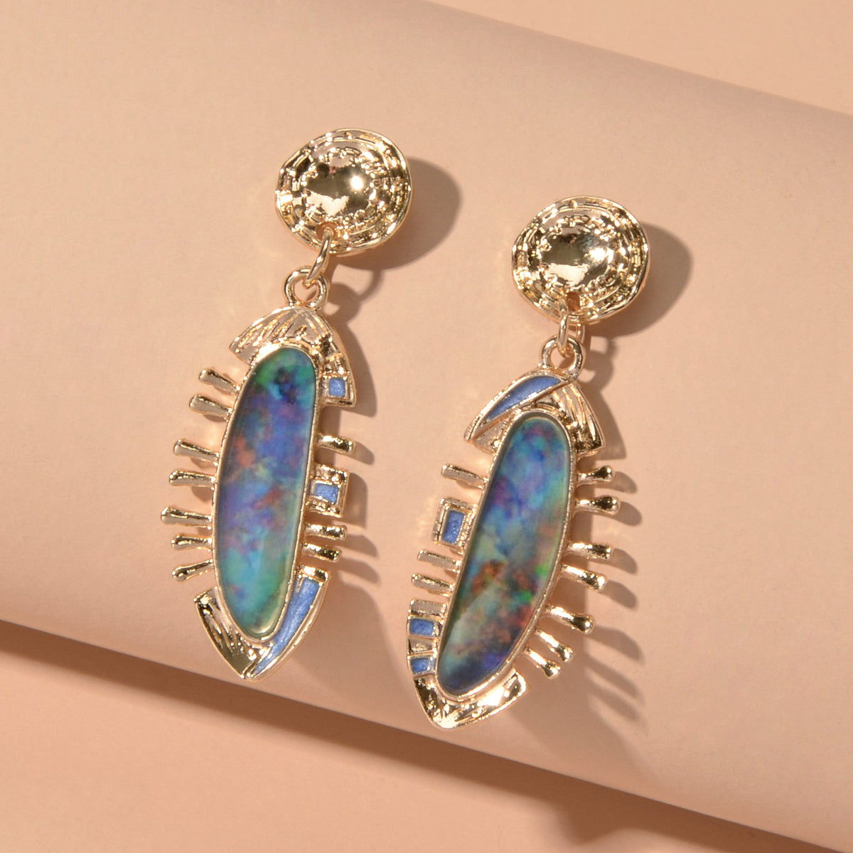 Fashion Retro Jewelry Multicolor Resin Decor Irregular Geometric Drop Earrings-1