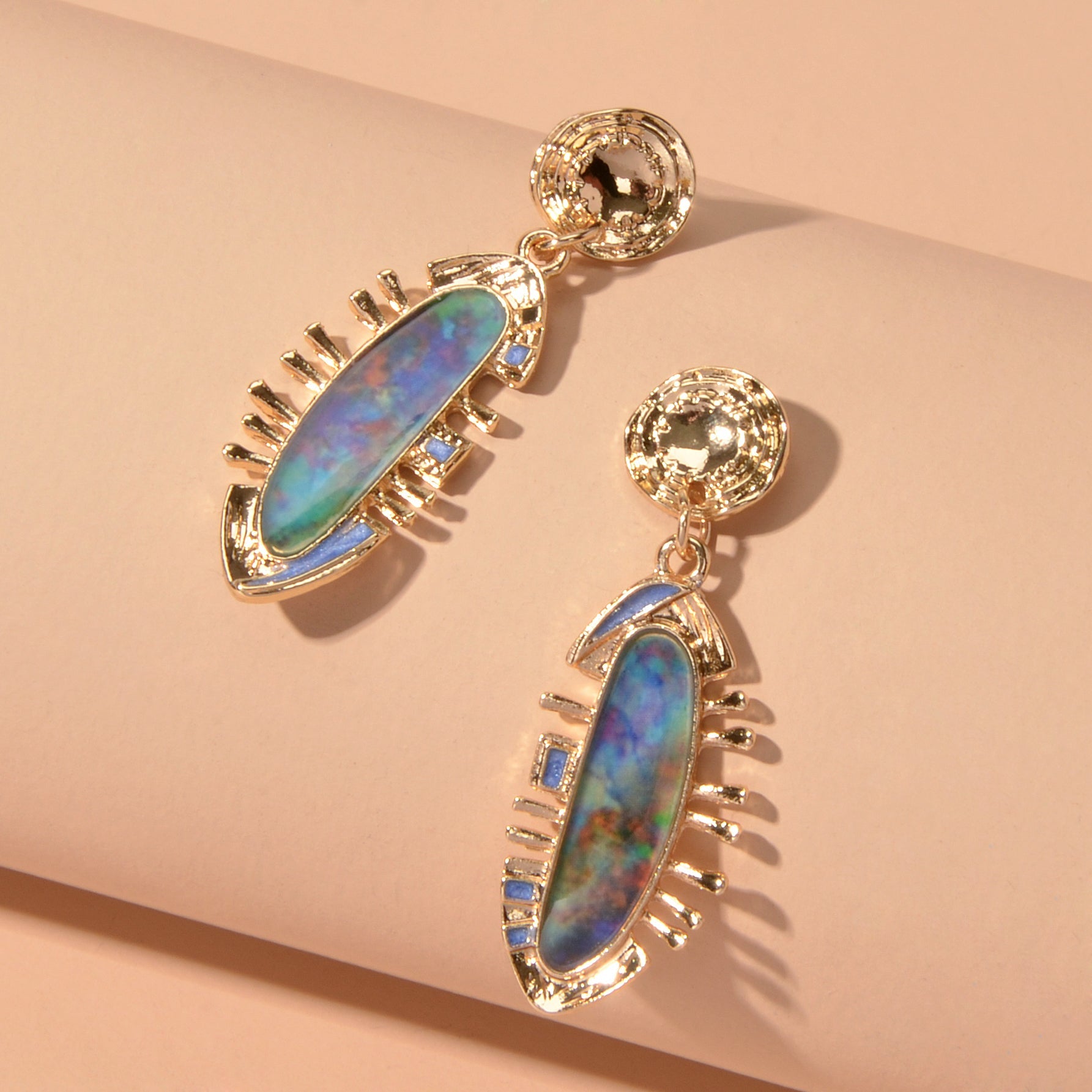 Fashion Retro Jewelry Multicolor Resin Decor Irregular Geometric Drop Earrings-2