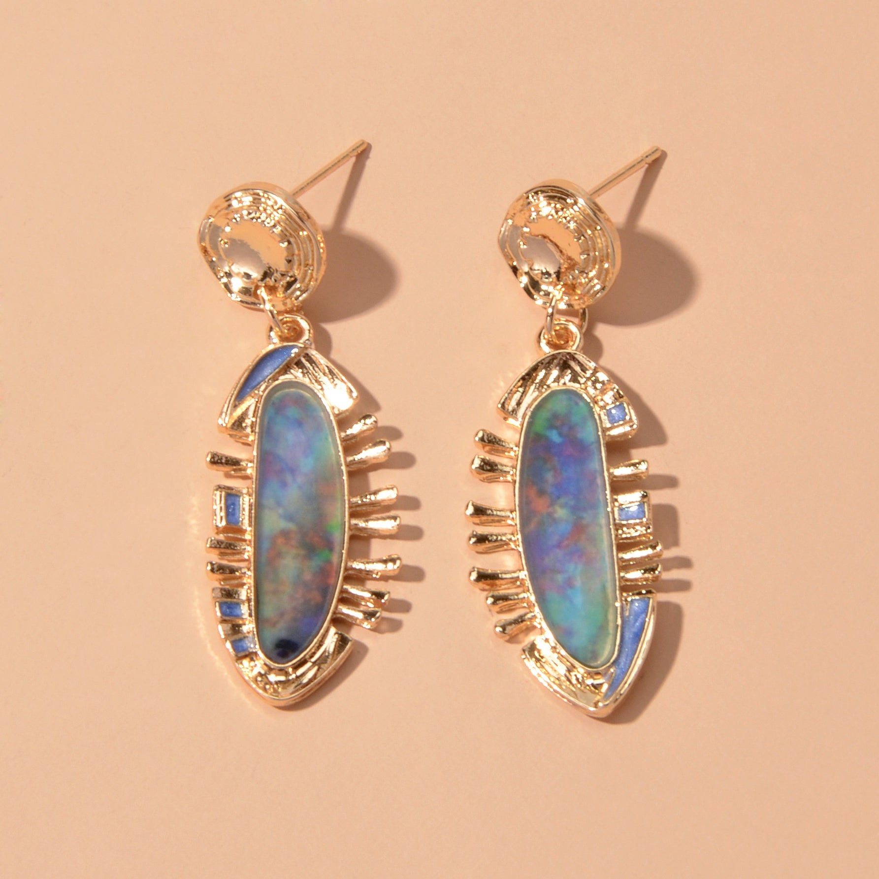 Fashion Retro Jewelry Multicolor Resin Decor Irregular Geometric Drop Earrings-3