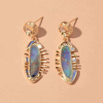 Fashion Retro Jewelry Multicolor Resin Decor Irregular Geometric Drop Earrings-3