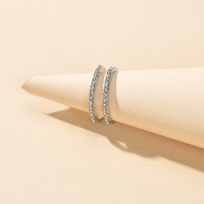Luxurious Bridal Jewellery Band Women Full Rhinestone Decor Silver Wedding Ring-1