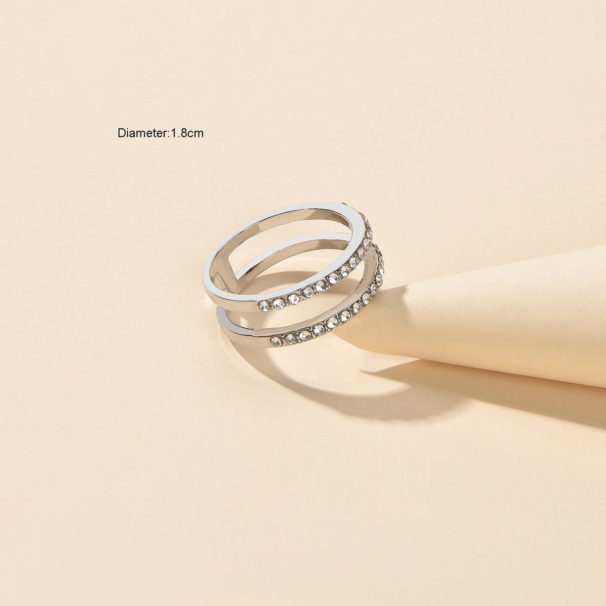 Luxurious Bridal Jewellery Band Women Full Rhinestone Decor Silver Wedding Ring-3