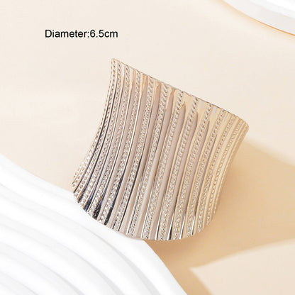 Party Dance Accessories Exaggerated Silver Ripple Wide Geometric Cuffs Bangle for Women-4