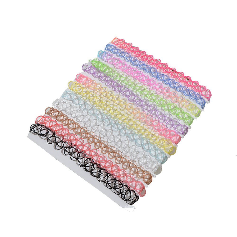 Multicolor 12pcs Set Elastic Boho 90s Tattoo Choker Retro Hippy Stretch Necklace-3