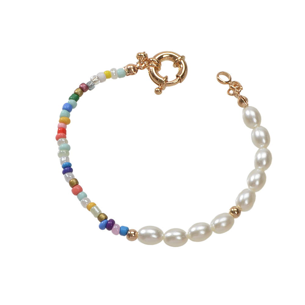 Colorful Bead Faux Pearl Handmade Bracelet Women Boho Chic Seed Beads Jewellery-1