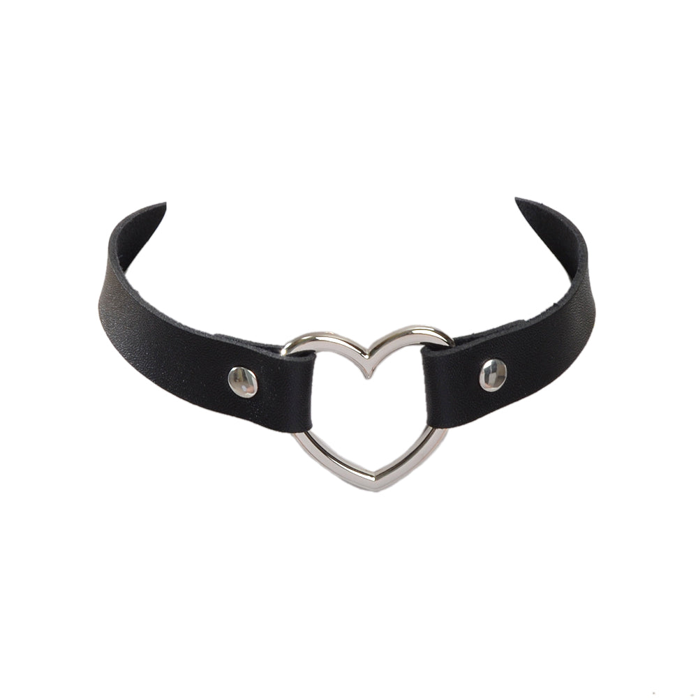 Punk Gothic Leather Love Heart Choker Collar Buckle Necklace Teens Stunning Gift-2