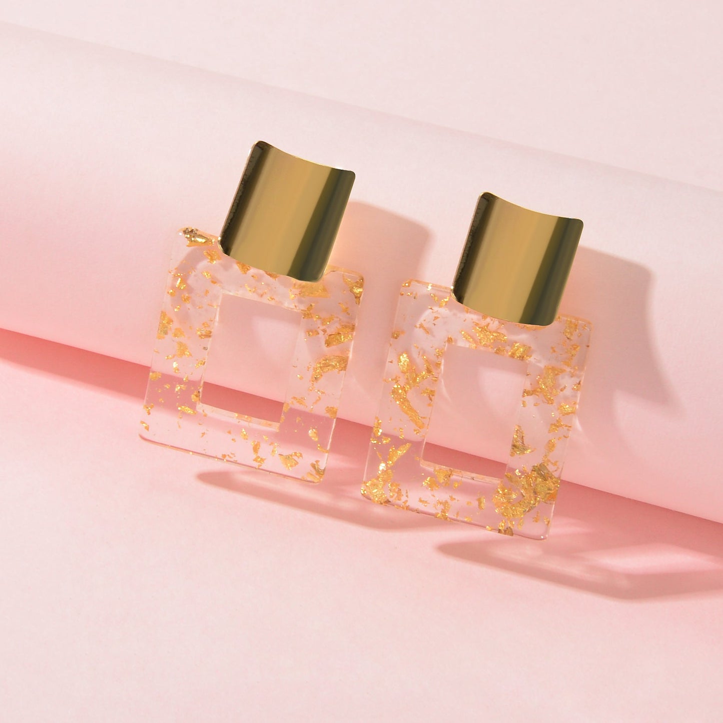Multiple Clear Rectangle Geometric Unique Transparent Resin Party Earrings-1