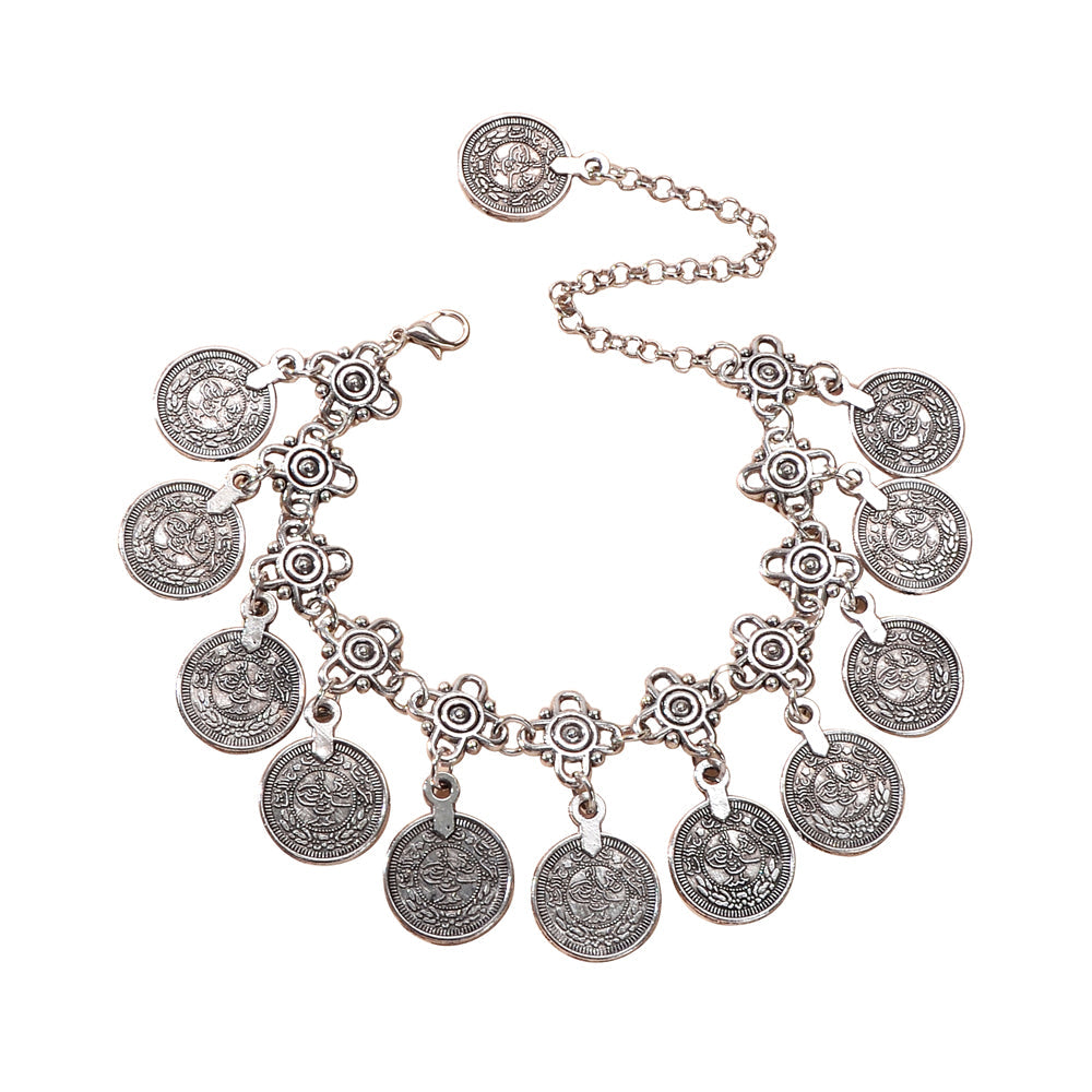 AU Post Tribal Ethnic Vintage Boho Chic Antique Coin Charm Anklet Foot Bracelet-4