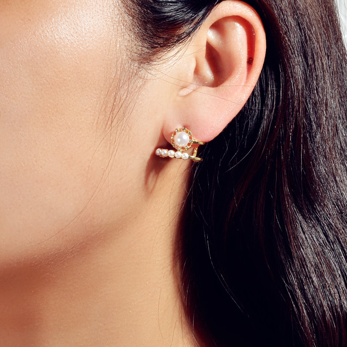 Textured Anniversary Wedding Jewellery Pearl Rhinestone Geometric Stud Earrings-0