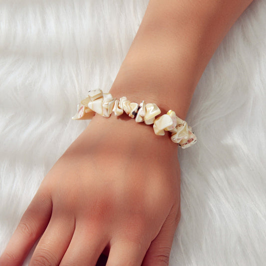 Bohemian Ethnic Jewelry Coloful Irregular Stone Handmade Elastic Bangle Bracelet-0