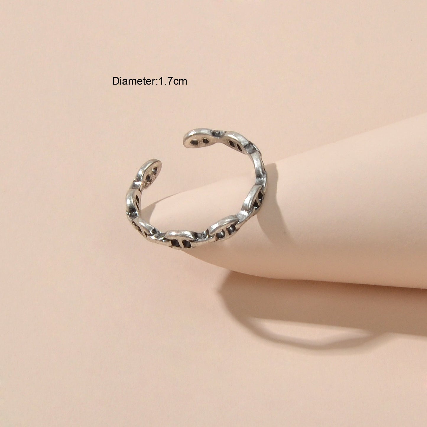 Minimalist Design Silver Metal Finish Lock Link Cool Punk Goth Open Finger Ring-2