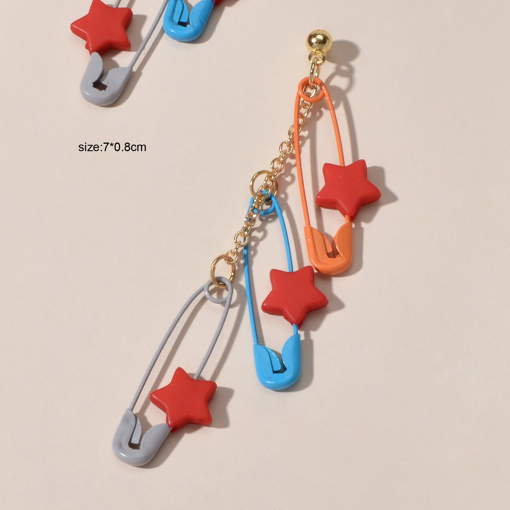 Unique Designer Hip Hop Jewellery Multi-colored Pin Star Charm Dangle Earrings-3