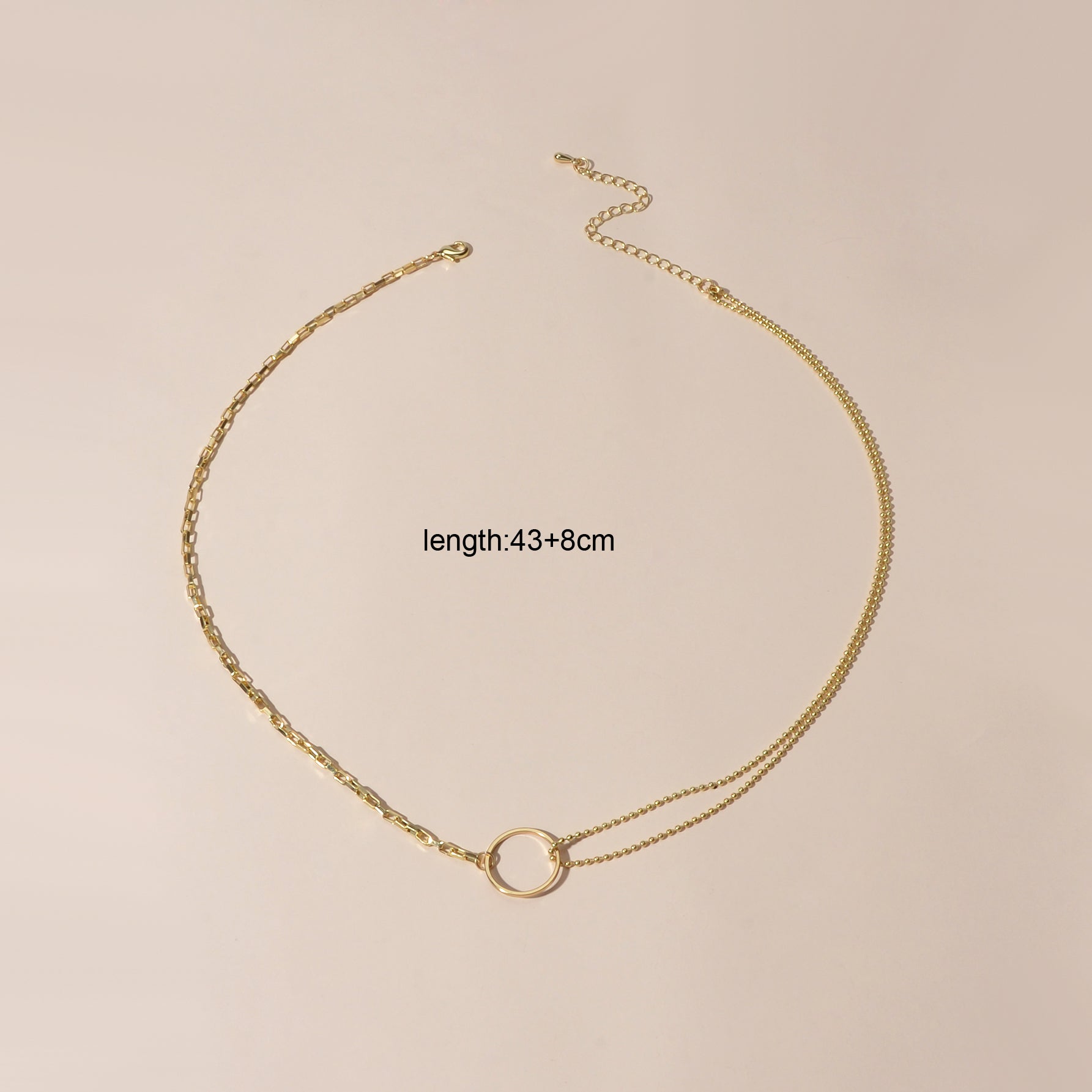 Minimalist Women Accessories Multiple Gold Popcorn Chain Circle Pendant Necklace-1