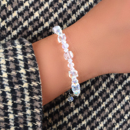 Female Jewelry Handmade Transparent Round Square Bead Bangle Bracelet Collection-0
