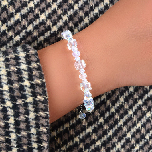 Female Jewelry Handmade Transparent Round Square Bead Bangle Bracelet Collection-0