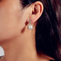Red White Beads Rhinestone Decor Round Drop Party stud Earrings Women Retro Jewellery-0
