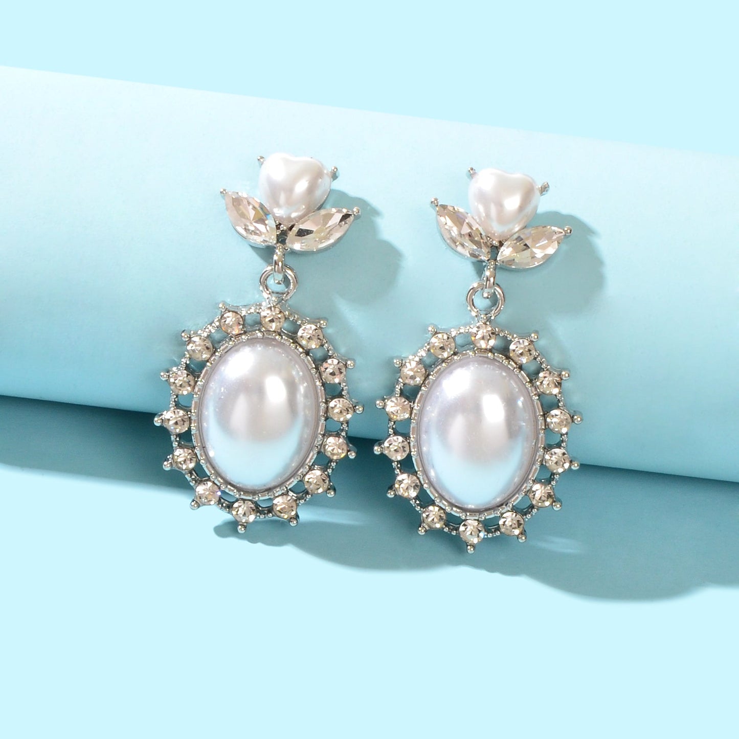 High Quality Imitation Pearl and Rhinestone Decor Dangle Earrings Party Prom Jewelry-1