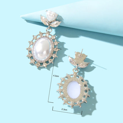 High Quality Imitation Pearl and Rhinestone Decor Dangle Earrings Party Prom Jewelry-4