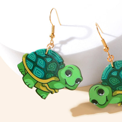 Lovely Acrylic Turtle Animal Dangle Earrings Women Holiday Party Daily Jewelry-4