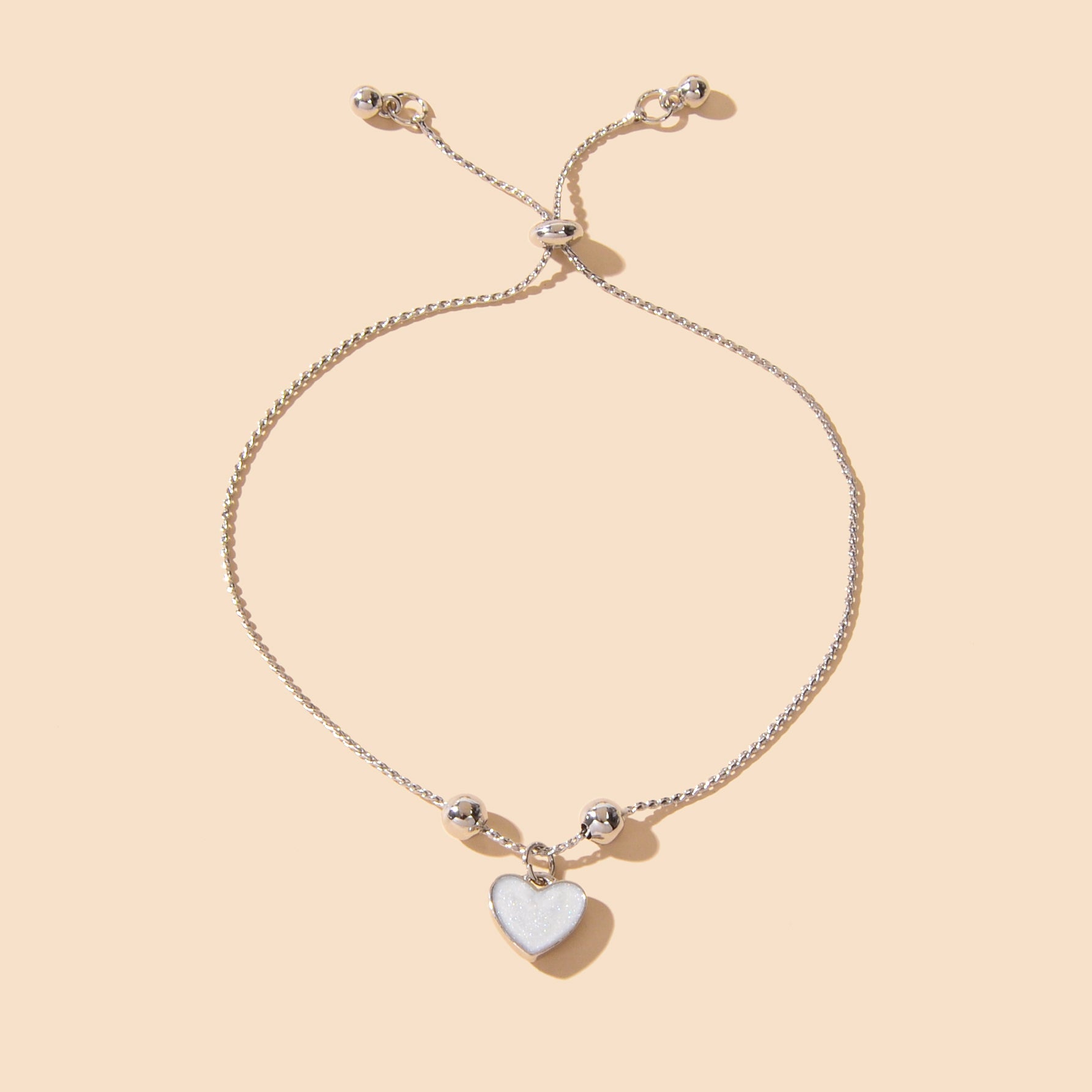 White Enamel Love Heart Charm Bracelet Adjustable Modern Trendy New Jewellery-1
