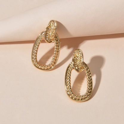 Designer Stylish Gold Circle Geometric Exaggerated Statement Stud Earrings Gift-0