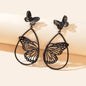 New Retro Black Hollow Butterfly Water Drop Earrings Party Decoration for Women-0