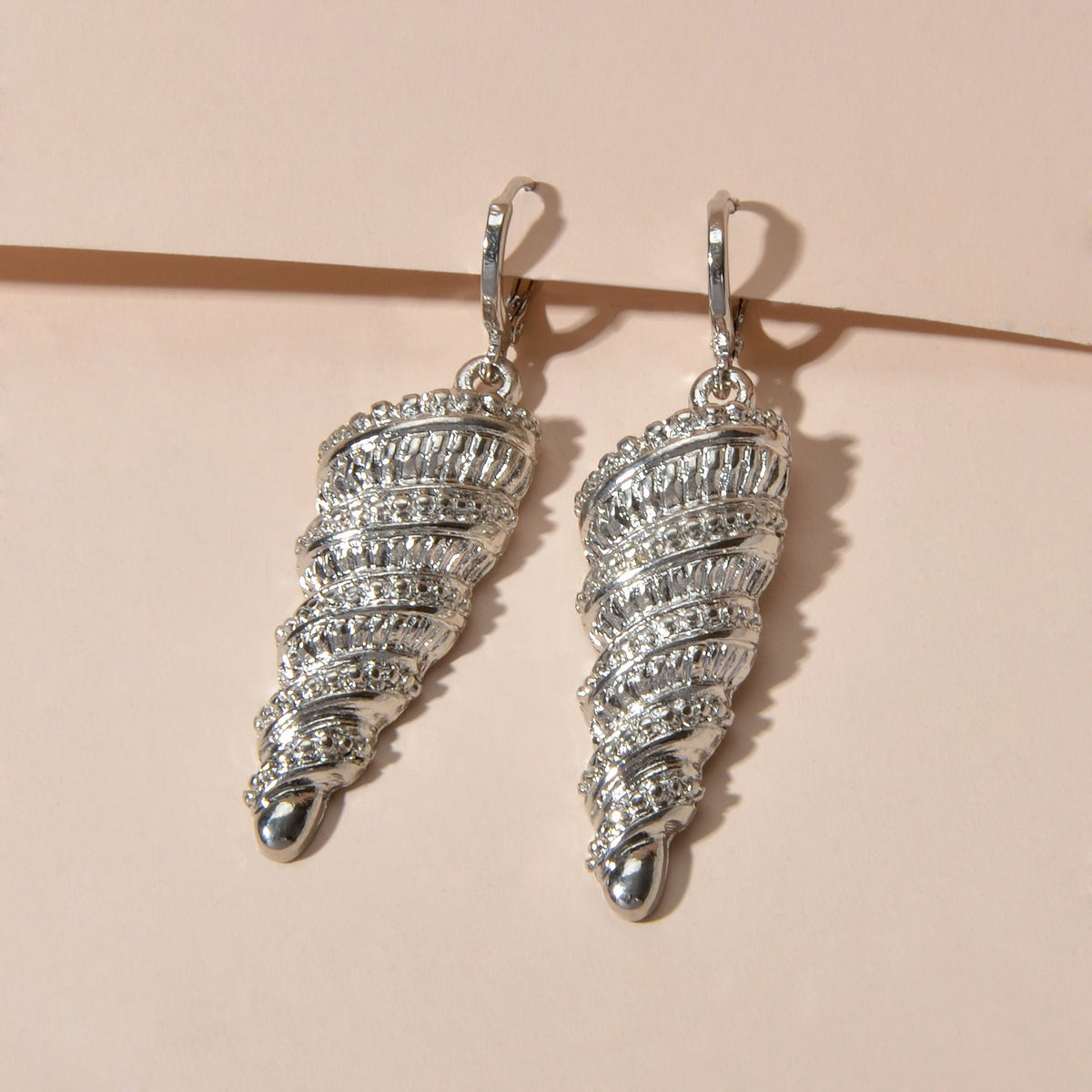 Statement Punk Designer Jewellery Gold Silver Unique Conch Dangle Hoop Earrings-2