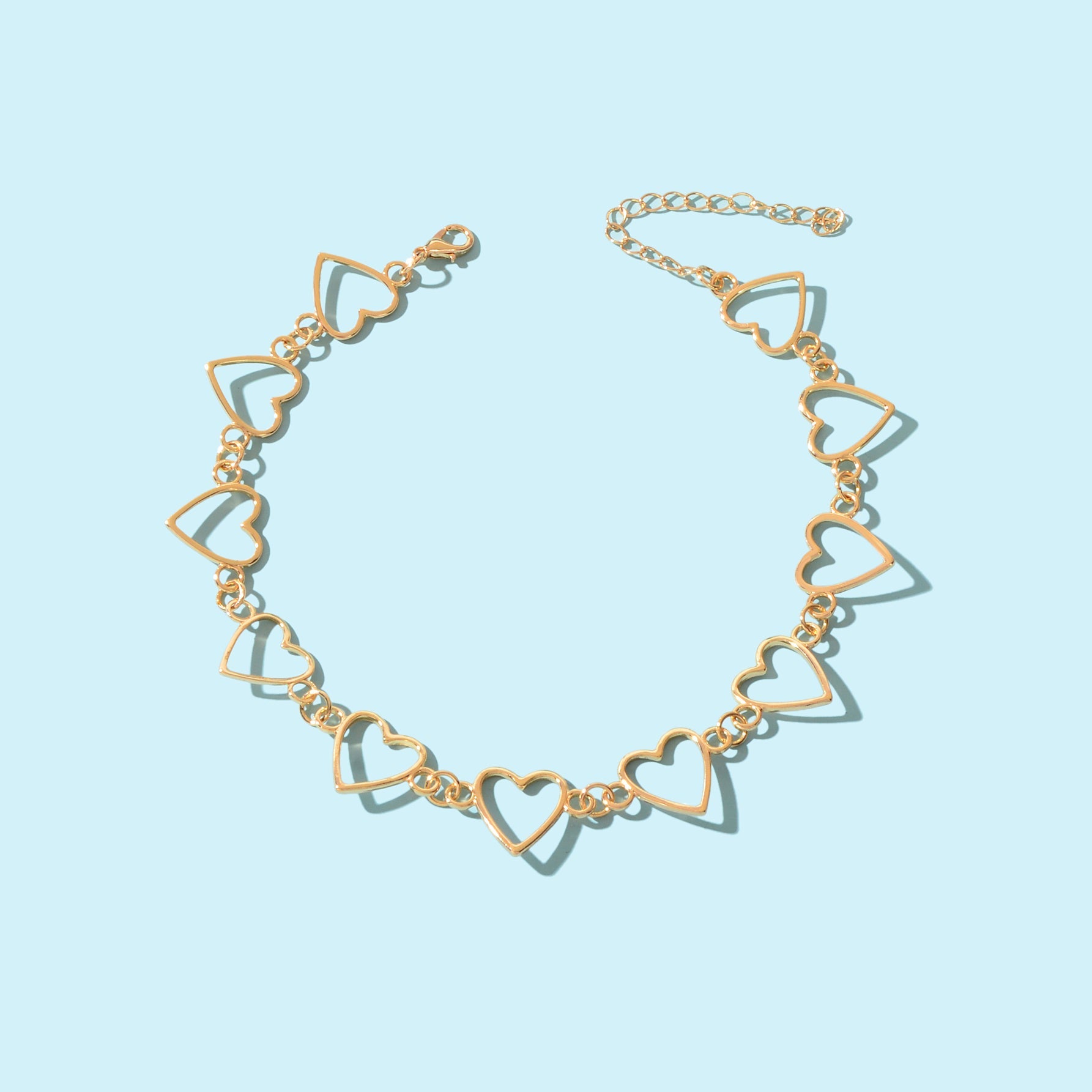 Fashion Jewelry Golden Hollow Heart Collar Metal Necklace Trendy Accessories-1