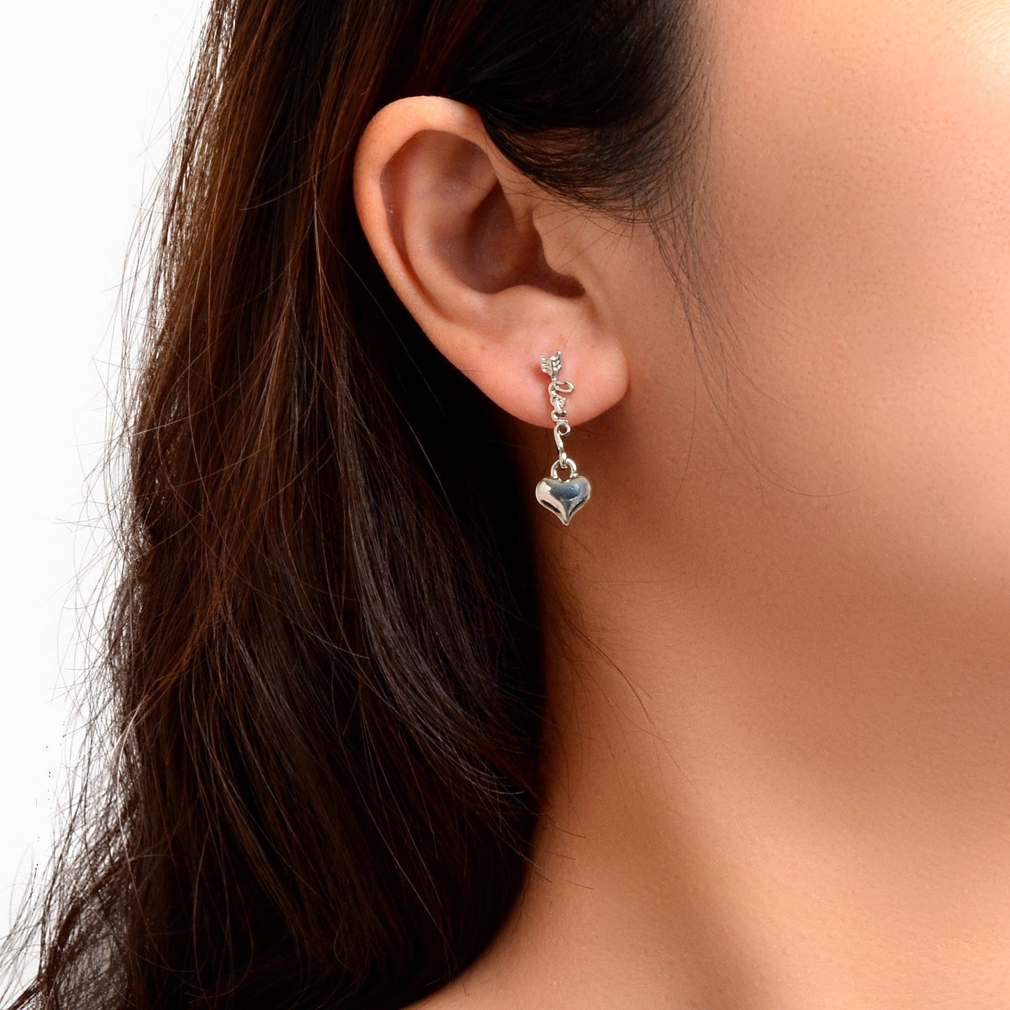 Valentine's Day Gift Jewelry Silvery Love Letter Arrow Heart Dangle Earrings-0