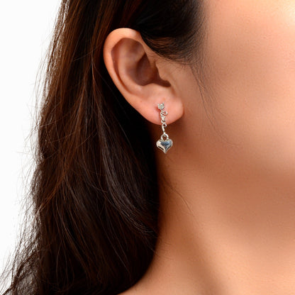 Valentine's Day Gift Jewelry Silvery Love Letter Arrow Heart Dangle Earrings-0