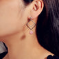 Asymmetric Jewellery Silver Black Square White Pink Beads Dangle Earrings Women-0
