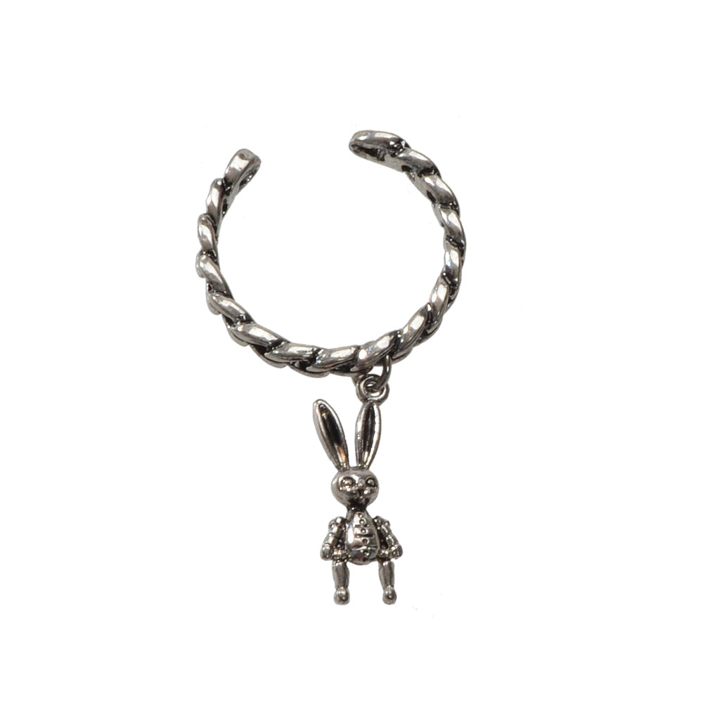 Punk Jewellery Antique Silver Rabbit Charm Finger Cuff Ring Women Accessories-4