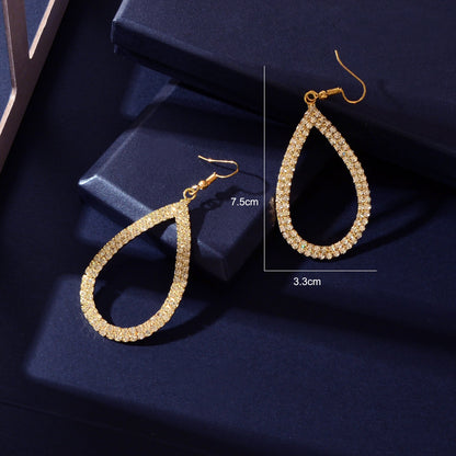 Shinning Full Rhinestone Water Drop Earrings Luxury Wedding Birdal Prom Jewelry-2