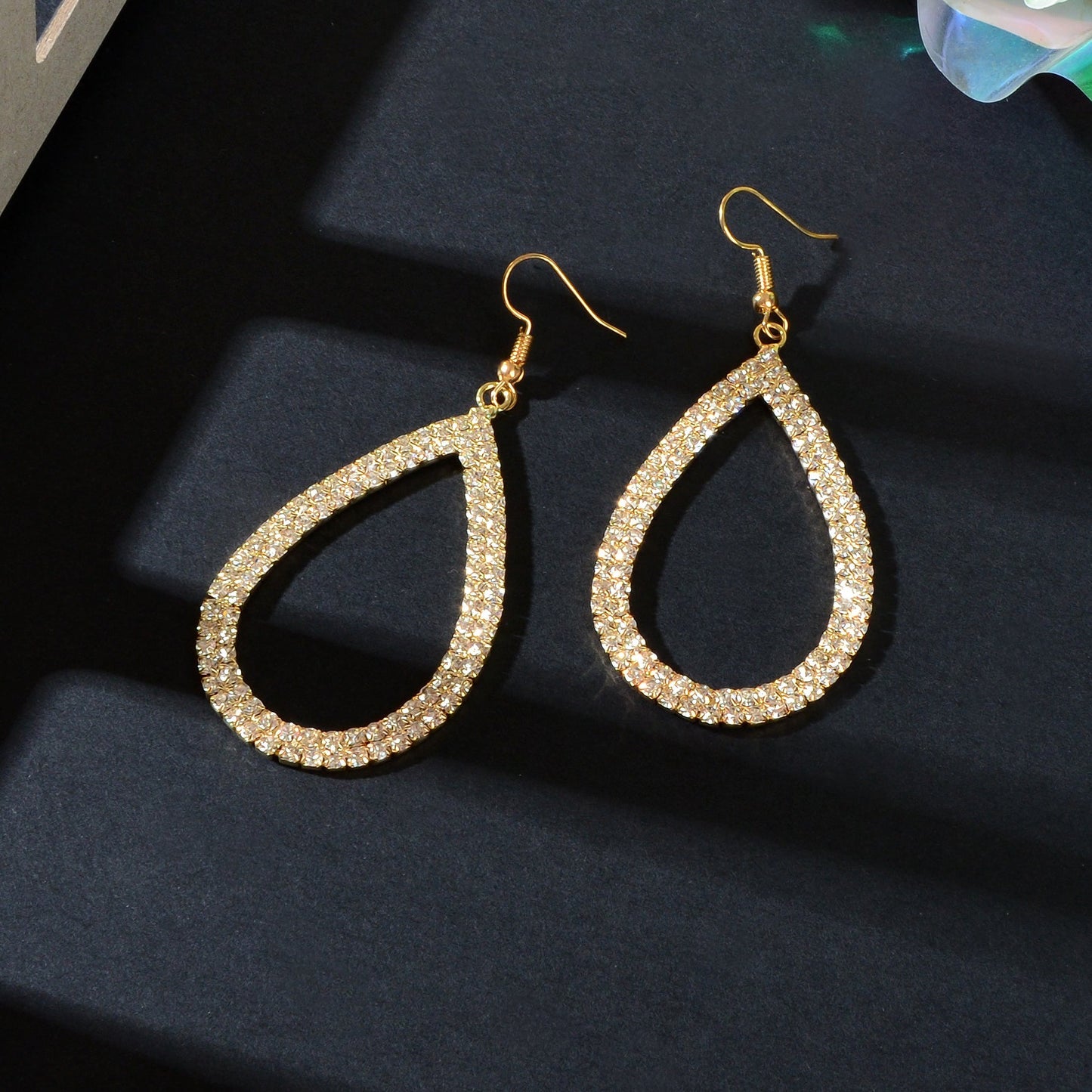 Shinning Full Rhinestone Water Drop Earrings Luxury Wedding Birdal Prom Jewelry-3